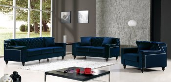 Harley Sofa 616 in Navy Velvet Fabric by Meridian w/Options [MRS-616Navy-Harley]