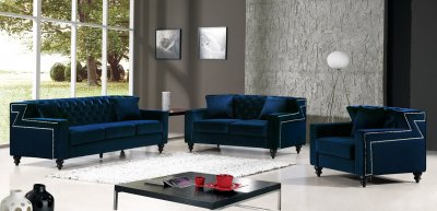 Harley Sofa 616 in Navy Velvet Fabric by Meridian w/Options