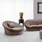 Cosmopolitan Mini Sectional Sofa, Chair, Ottoman Set Tan Fabric