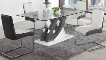 Stella Dining Table 5Pc Set in White & Grey by Chintaly [CYDS-Stella]