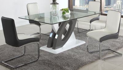 Stella Dining Table 5Pc Set in White & Grey by Chintaly