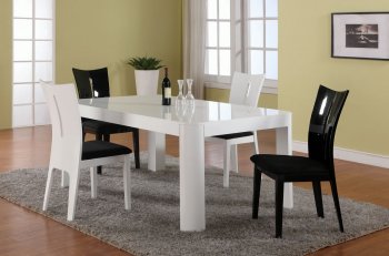 White Gloss Finish Modern Dining Table w/Optional Side Chairs [CYDS-SELINA-LAFAYETTE]