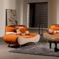 Two-Tone Leather & Microfiber Fabric Modern 3Pc Living Room Set