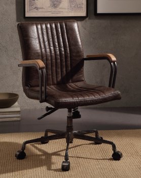 Joslin Office Chair 92028 in Distress Chocolate Leather by Acme [AMOC-92028-Joslin]