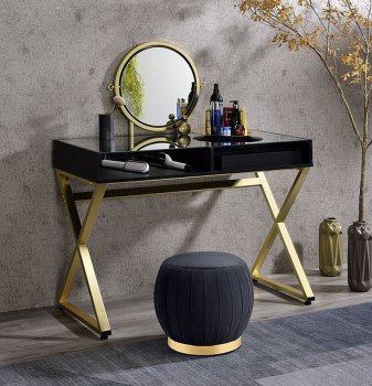 Coleen Vanity AC00669 in Black by Acme w/Optional Ottoman [AMVA-AC00669 Coleen]