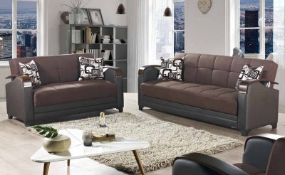 Etro Sofa Bed Convertible in Chocolate Fabric by Mobista