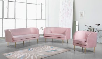 Vivian Sofa 694 in Pink Velvet Fabric by Meridian w/Options [MRS-694 Vivian Pink]