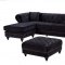 Sabrina Sectional Sofa 667 in Black Velvet Fabric by Meridian