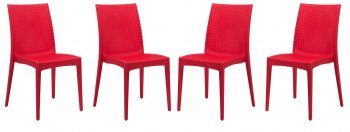 Weave Set of 4 Indoor/Outdoor Chairs MC19R in Red by LeisureMod [LMDC-MC19R-Weave Red]