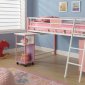 Pink Finish Modern Kids Twin Loft Bed w/Storage Shelves