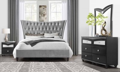 9097 Bedroom 5Pc Set by Global w/Beverly Black Casegoods