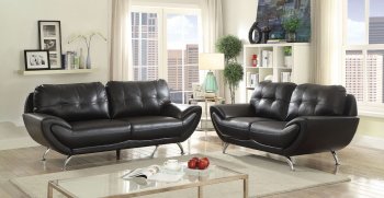 Reanna Sofa CM6414BK in Black Breathable Leatherette w/Options [FAS-CM6414BK-Reanna Black]