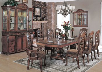 Brown Finish Classic 7Pc Dining Set w/Optional Buffet [YTDS-LE2480-Leala]