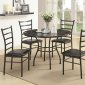 Faux Marble Round Top & Black Metal Base Modern 5 Pc Dinette Set