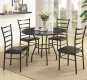 Faux Marble Round Top & Black Metal Base Modern 5 Pc Dinette Set