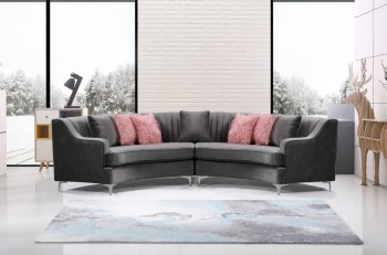 LCL-001 Sectional Sofa in Gray Velvet [BDSS-LCL-001 Gray]