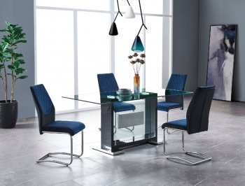 D1182DT-BL Dining Set 5Pc Black by Global w/Blue & Black Chairs [GFDS-D1182DT-BL D1021DC-BL/BLUE]