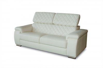 White Bonded Leather Modern Coco Sofa w/Optional Loveseat