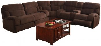 Chocolate Microfiber Modern Sectional Sofa w/4 Recliners [AESS-717-Chocolate]