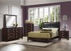 Espresso Finish Modern Bedroom Set w/Leatherette Headboard