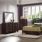 Espresso Finish Modern Bedroom Set w/Leatherette Headboard