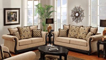 60001 Sofa in Taupe Chenille Fabric w/Options [EGS-60001]