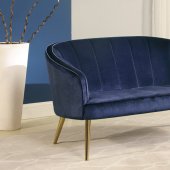 903033 Settee in Blue Velvet & Gold by Coaster