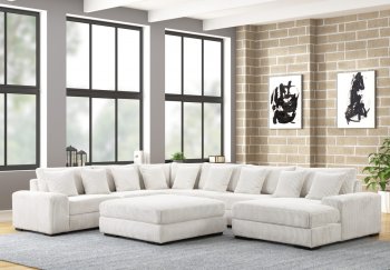 Bella Sectional Sofa in Beige Corduroy Fabric w/Optional Ottoman [ADSS-Bella Beige]