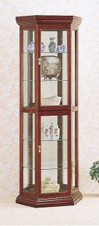 Solid Wood Cherry Finish Contemporary Curio Cabinet
