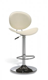 White Faux Leather Modern Bar Stool W/Cromed Metal Base