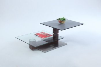 2507 Cocktail Table by Chintaly w/Grey Glass Swivel Top [CYCT-2507]