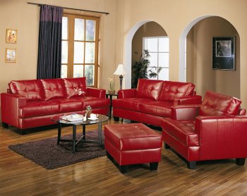 Samuel Sofa & Loveseat Set 501831 Red Leatherette by Coaster [CRS-501831 Samuel]