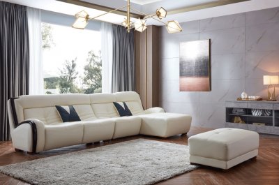 6028 Sectional Sofa in White Leather by ESF