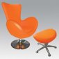 Orange Leatherette Contemporary Leisure Chair w/Ottoman