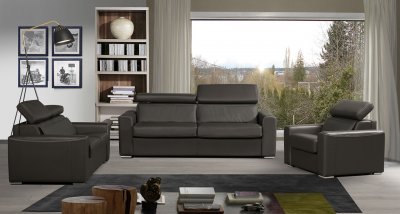 Pontiac Sofa Bed in Brown Full Leather by ESF w/Options