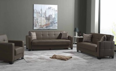 Viva Italia Sofa Bed in Brown Leatherette by Mobista