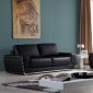 Black Bonded Leather Sofa, Loveseat & Chair Set w/Metal Legs