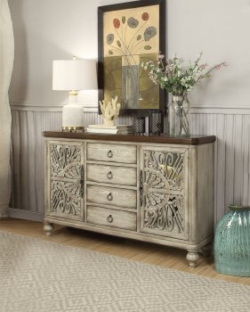 Vermont Console 90288 in Antique White w/Mirrored Doors [AMC-90288-Vermont]