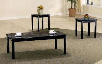 Black & Grey Marbled Laminate Tops Contemporary 3PC Table Set [HLCT-T618]