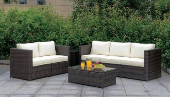 Ilona Outdoor Patio Sofa Set CM-OS2136-Set10 in Ivory & Espresso [FAOUT-CM-OS2136-Set10-Ilona]