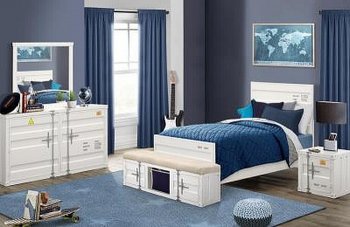 Cruise Kids Bedroom 4Pc Set in White by Global w/Options [GFKB-Cruise White]