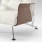 White Leatherette Modern Club Chair w/Walnut Arms