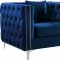 Jesse Sectional Sofa 668 in Navy Velvet Fabric by Meridian