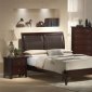 Brown Finish Contemporary Bed w/Brown Faux Leather Headboard