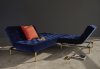 Oldschool Sofa Bed in Dark Blue w/Brass Legs by Innovation