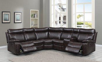 UR7260 Power Motion Sectional Sofa Brown Leather Gel by Global [GFSS-UR7260 Brown]