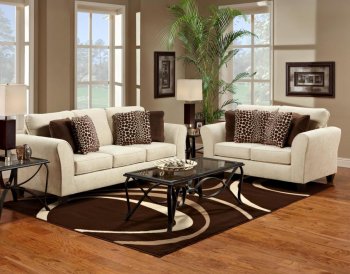 Cream Fabric Modern Sofa & Loveseat Set w/Options [CHFS-V4-4000-KahluaLinen]