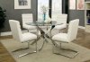 Yasmin Dinette Table CM3381T in Chrome w/Optional White Chairs