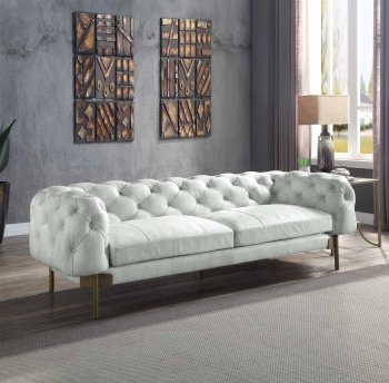 Ragle Sofa LV01021 in Vintage White Top Grain Leather by Acme [AMS-LV01021 Ragle]