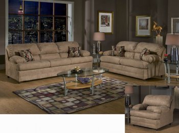 Mocha Fabric Contemporary Sofa & Loveseat Set w/Optional Items [PMS-6525-Mocha]